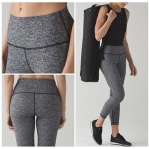 Lululemon High Times Pants Womens Black‎ White Luon Suited Jacquard Stretch Sz 6